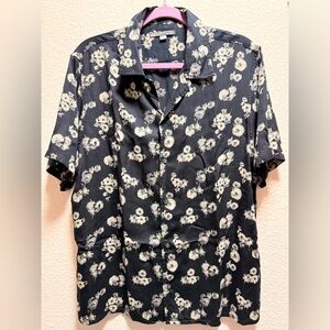 John Varvatos Black Floral Casual Shirt